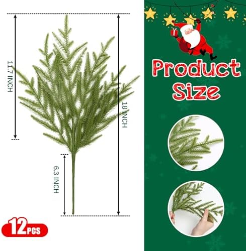 joyhalo 12 Pcs 18" Greenery Norfolk Pine Stems