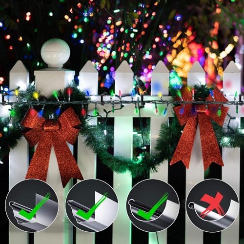 AccEncyc 100 Pcs Outdoor Light Clips Hooks for Gutter Hanging Outdoor Lights Christmas Village Accessories (Black)