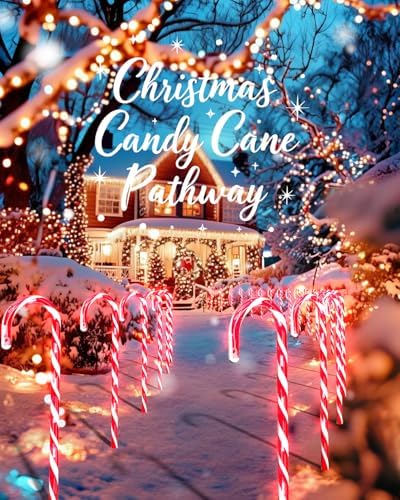 COOLWUFAN 12 Pack 17 Inch Candy Cane Christmas Pathway Lights Outdoor Decor