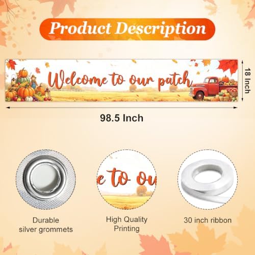 Welcome to Our Patch Fall Banner Pumpkin Patch Thanksgiving Yard Sign Decor