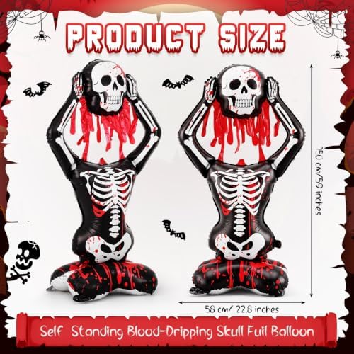 Soulchen 2 Pcs Halloween Skeleton Balloons, Standing Birthday Party Decor