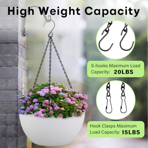 260inch Black Metal Hanging Chains with Hanging Basket Hooks Set
