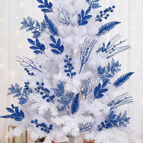 66 Pcs Christmas Glitter Picks and Sprays, Royal Blue