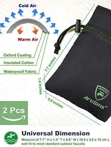 Pro Outdoor Faucet Cover Socks for Winter Freeze Protection, 5.9" W x 7.7" H, Black, Set of 2