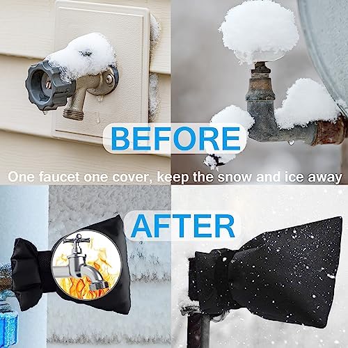 Outdoor Faucet Covers for Winter, Actgan 8.3"H x 6"W Thickened Outside Garden Faucet Socks for Freeze Protection, Reusable Insulated Faucet Covers, 4 Pack, Black