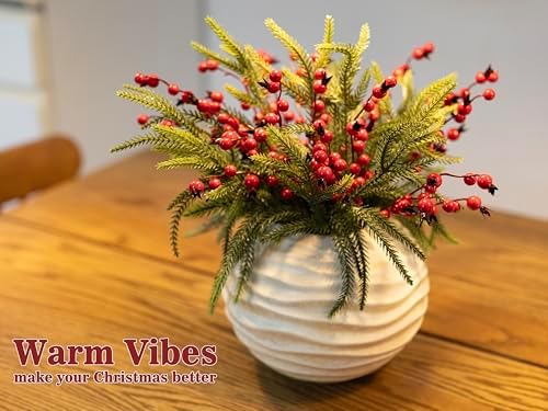 24 Pcs Norfolk Pine Stems, 13.8" Artificial Faus Pine Branches, Real Touch Pine Branch, Christmas Greenery Stems Pine Pick for Vase, DIY Garland, Wreaths, Home, Wedding, Garden, Holiday Decor