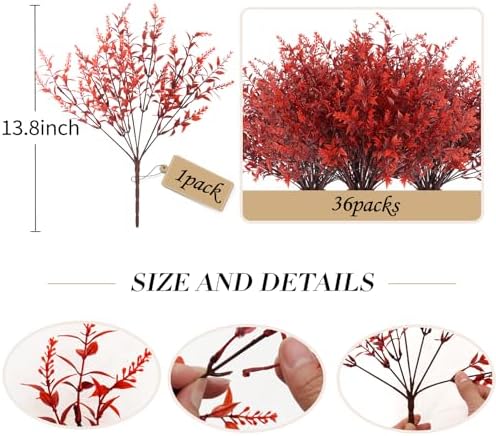 RECUTMS Artificial Fall Flowers Lavender Fake Burgundy Plants Gothic 36Pcs