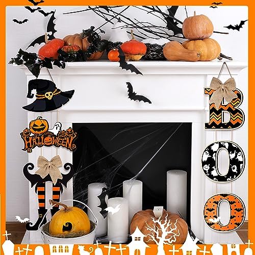 Leinuosen 2 Pcs Halloween Ghost Witch Door Sign Boo Front Door Decor, Witch