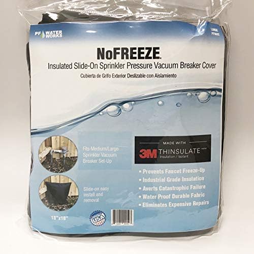 PF WaterWorks PF0693 NoFREEZE Outdoor Sprinkler Vacuum Breaker Freeze Protection Cover/Sock-Hiigh Quality 3M Thinsulate Insulation-Size X Large (24" x 24"), Black