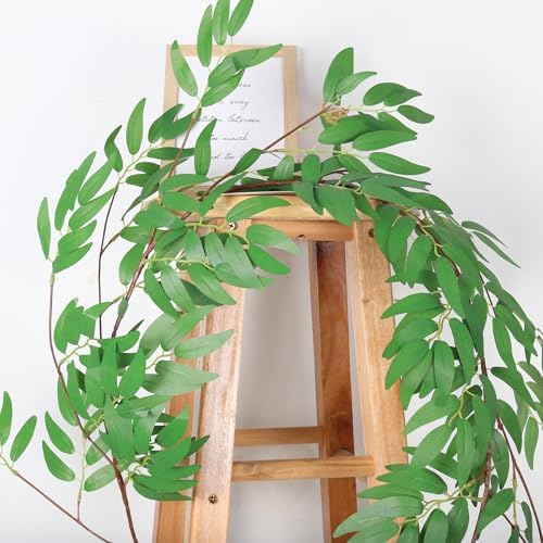 RECUTMS Artificial Silk Willow Leaves Twig Garland 2Pc 6Ft Light Green Vine