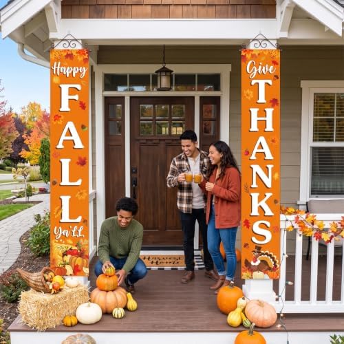 Fall Decorations -Happy FALL and Give THANKS Door Banner -71"x12"