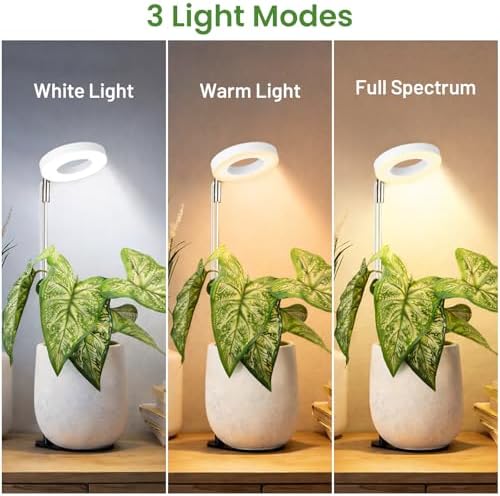LBW Grow Lights for Indoor Plants, Full Spectrum Halo Grow Light with Base