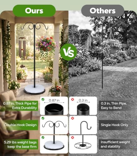 MoKo Shepherds Hook Stand, 72'' Bird Feeder Stand with Stable Round Base