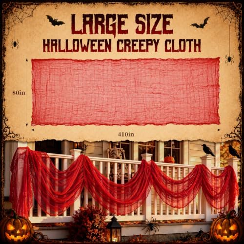 ZYP 410x80 in Halloween Creepy Cloth for Yard and Outdoor Decorations,Red