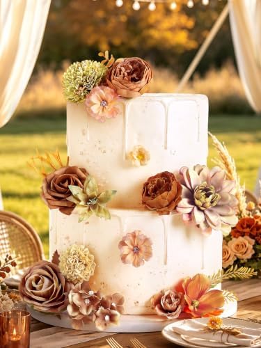 Fall Artificial Flowers Combo Fake Flowers Bulk for Wedding Decor