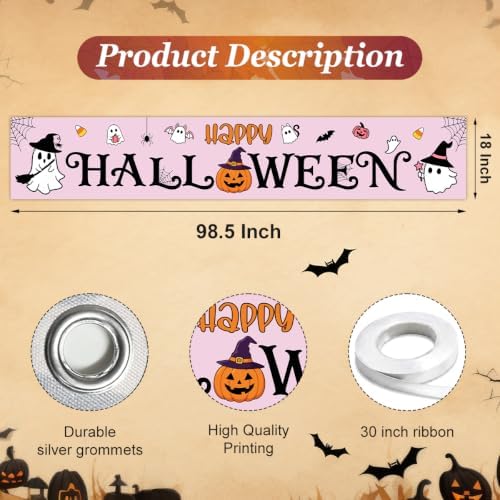 Happy Halloween Banner Outside Halloween Decorations Pink Yard Party Sign
