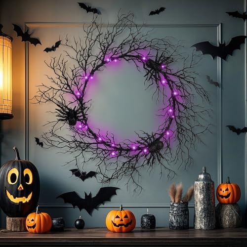 Adroiteet 24" Halloween Wreath for Front Door Halloween Decorations Outdoor
