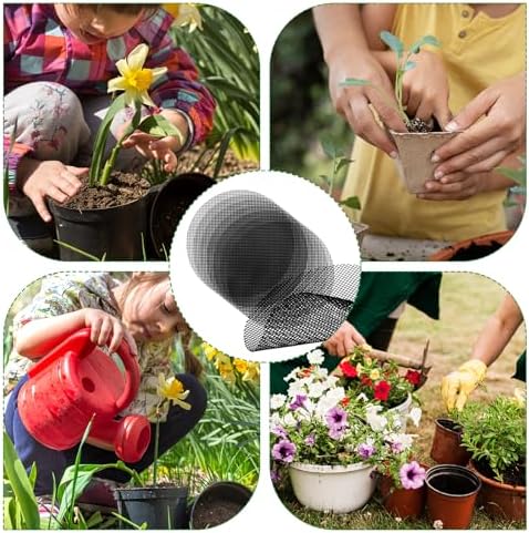 Ouligay 100pcs Flower Pot Hole Mesh Pad, 4 inch Rounds Plastic Mesh Sheet, Bonsai Bottom Grid Mat, Keep Soil from Flowing Away DIY Drainage Netting Pot