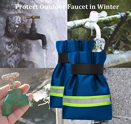 Outdoor Faucet Covers for Winter Freeze Protection, Upgraded Thicken 8.5" H x 6.1" W Outside Garden Faucet Socks for Winter Hose Bibs Insulated Spigot Cover, 2 Pack Reflective Blue