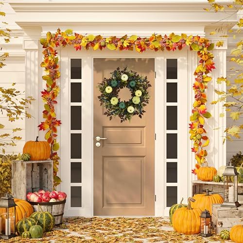 AMF0RESJ Fall Wreaths for Front Door 24" Autumn Door Wreath for Home Decor