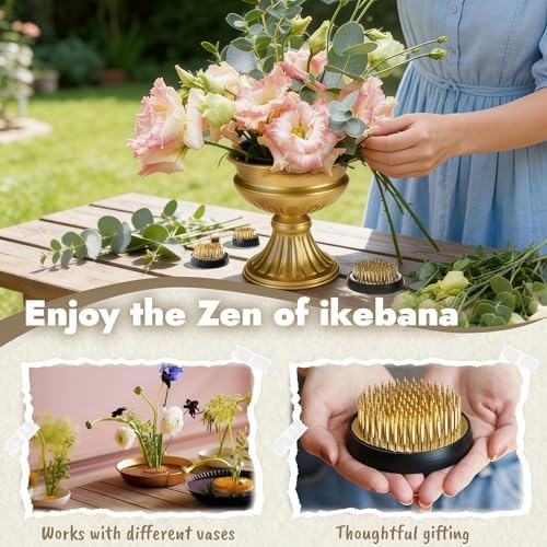 Brass Pin Floral Frog Ikebana Kenzan Flower Arranger Holder with Lead Base Rubber (1.97inch/50mm)