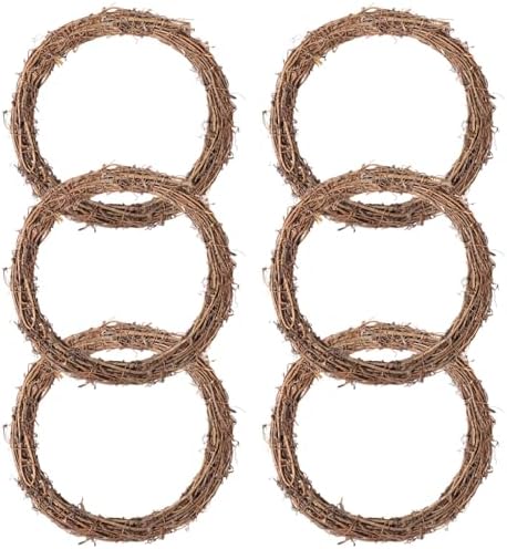 6 Pcs Grapevine Wreath 10 inch - DIY Crafts Natural Grapevine Twig Vines, Vines Garland Wreaths for Wedding House Holiday Door Vase Wall Decor