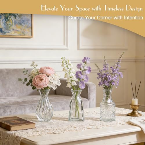 Petal Petite Small Clear Glass Bud Vase Set of 24 for Wedding Centerpieces