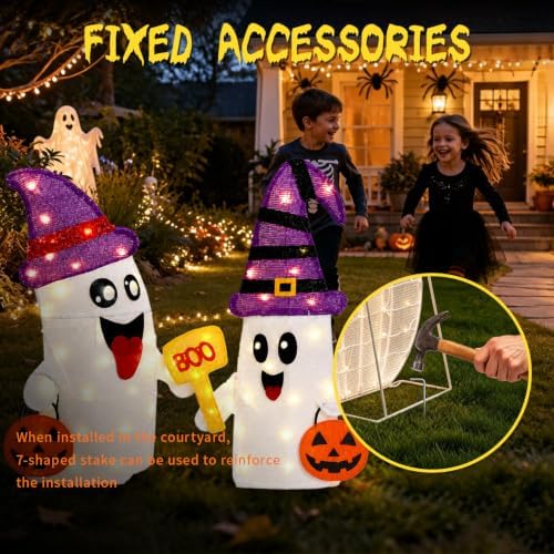 2 Pack 30Inch Halloween Decorations Outdoor Light Up Ghost Decor