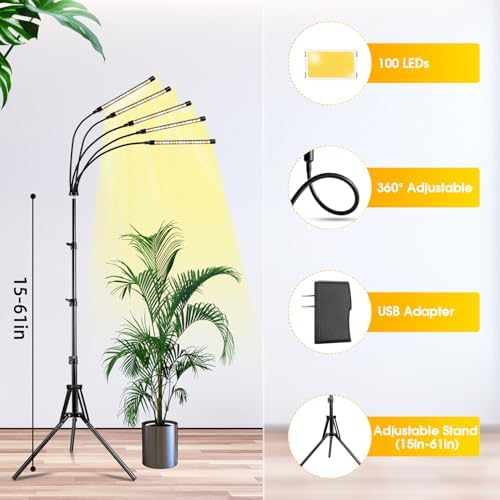 Wolezek Grow Lights for Indoor Plants Full Spectrum with Stand