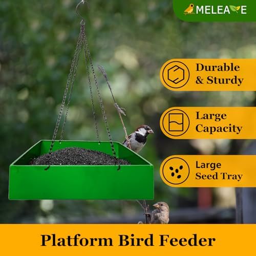 Bird Feeders for Outdoors, Platform Bird Feeder for Outside, Large Capacity 3.5 lbs(Green)