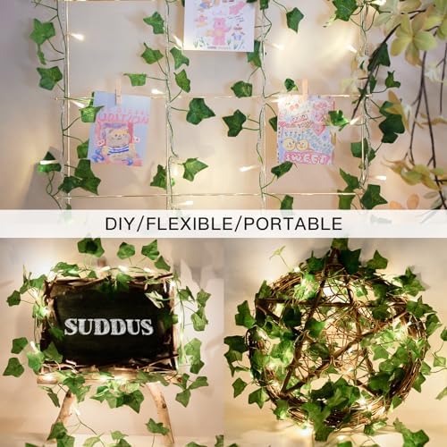 suddus 33FT 100 LED Ivy Vine with Fairy Lights Plug in Clear Wire