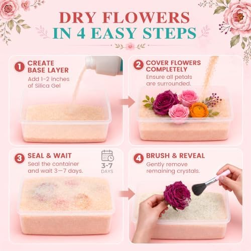 LotFancy Silica Gel Flower Drying, 6 LBS Reusable Color Indicating Silica Crystals for Wedding Bouquet Preservation, Resin Art, DIY Crafts