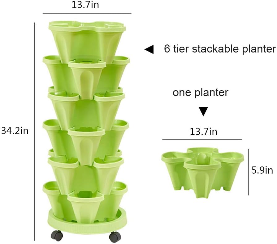 Vertical Planter 5 Tiered,Stackable Planters for Strawberry Herb Flower and Vegetable Stacking Garden Tower Gardening