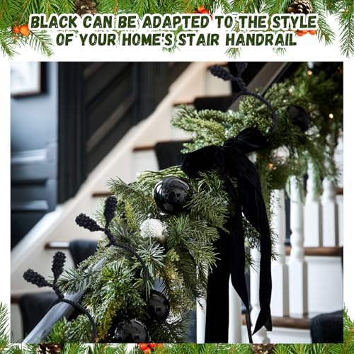 Shappy 36 Pieces Christmas Garland Ties for Banister Reusable, Black