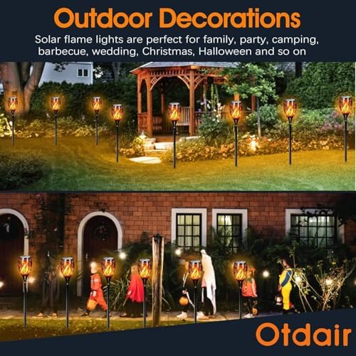 Otdair 43" Solar Torch Lights Outdoor with Flickering Flame for Halloween