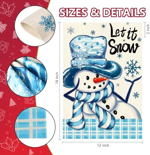 Let It Snow Christmas Snowman Garden Flag 12x18 Inch Double Sided
