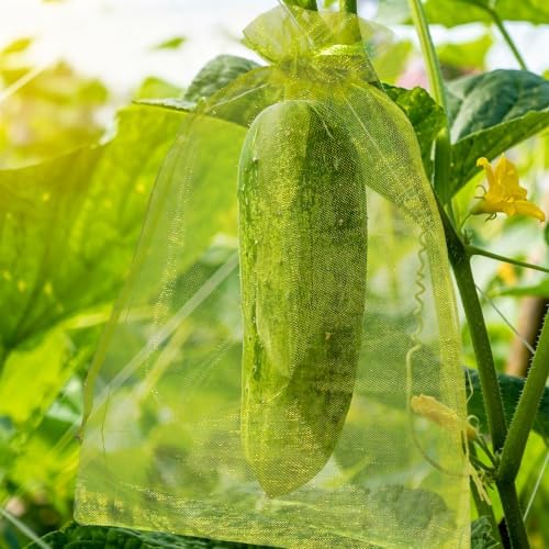 50 Pcs Fruit Protection Bags, 12×16 in Mesh Cover Nets for Tree, Green