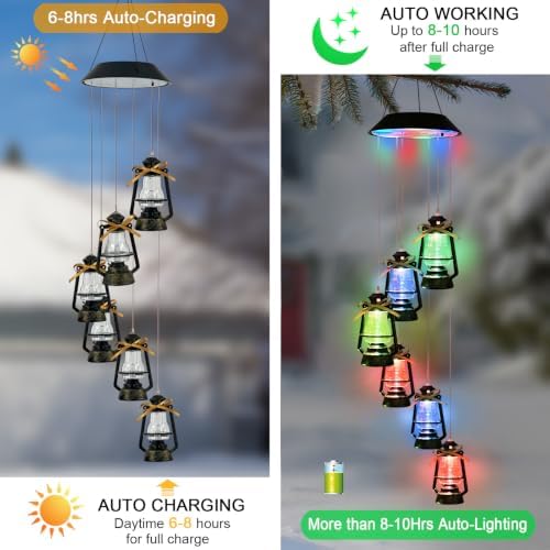 Hanging Solar Lantern Wind Chime for Outside,Christmas Decorations Outdoor