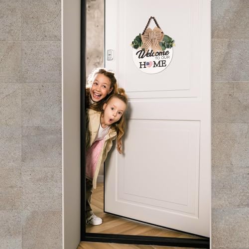 Welcome Sign for Front Door 12 in Wreath Decorations for All Seasons White A
