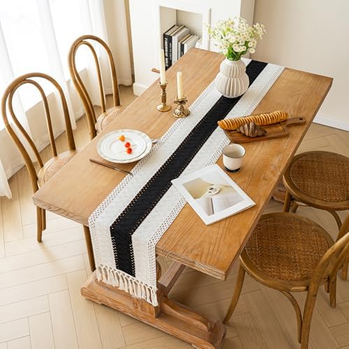FEXIA Farmhouse Table Runner for Home Decor 12x48 Black Fall Home Decor