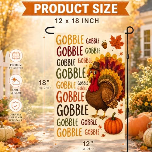 Thanksgiving Decorations - Funny Gobble Gobble Turkey Garden Flag