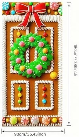BlissYard Christmas Door Cover Gingerbread Cottage 35 x 71 Inch