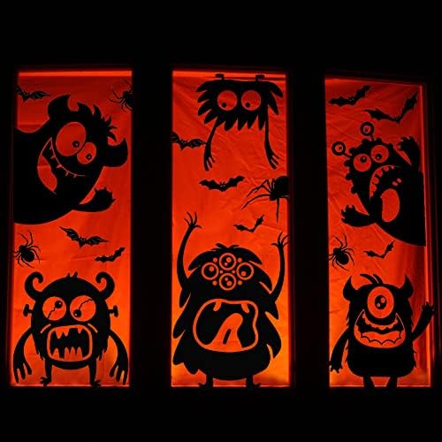 Halloween Window Silhouette Decorations - Cute Monster Silhouette Stickers