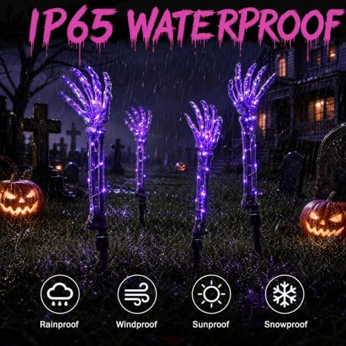 4-Pack Purple 160LED Skeleton Arm Halloween Outdoor Decor