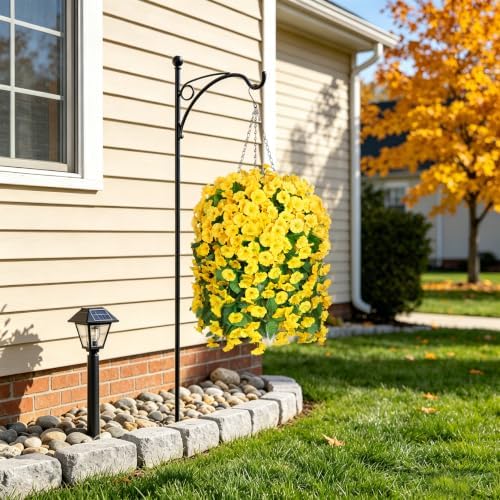 Ammyoo Artificial Faux Hanging Flowers Basket for Fall Outdoor Decor
