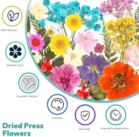 Dried Flowers, Resiners 58Pcs Pressed Flowers for Craft