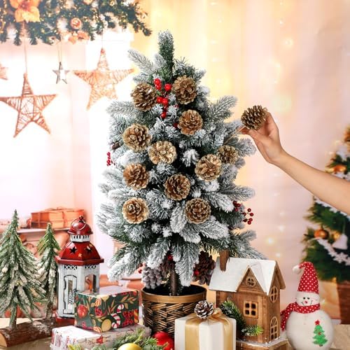 Thiccywoov 24 Pcs Christmas Pine Cone Pick Decoration for Tree Gold 3.15 in