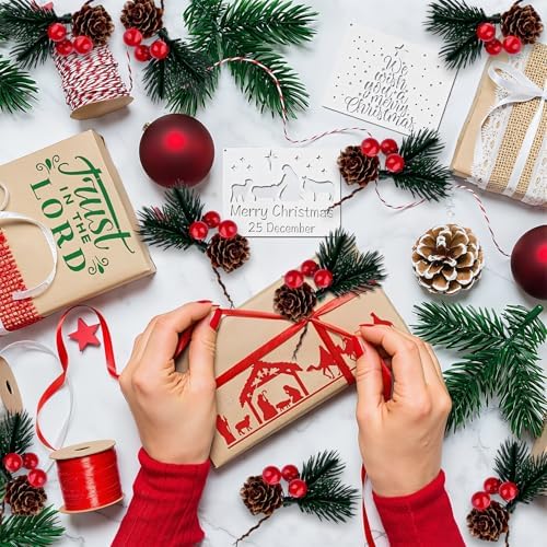 10 PCS Christmas Snow Covered Pine Needles Branches with Red Berries, Christmas Floral Pick Mini Pinecone Picks for Holiday Wreath,Tree Ornaments