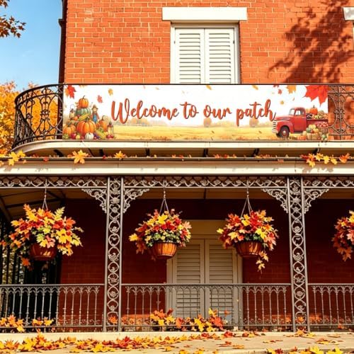 Welcome to Our Patch Fall Banner Pumpkin Patch Thanksgiving Yard Sign Decor