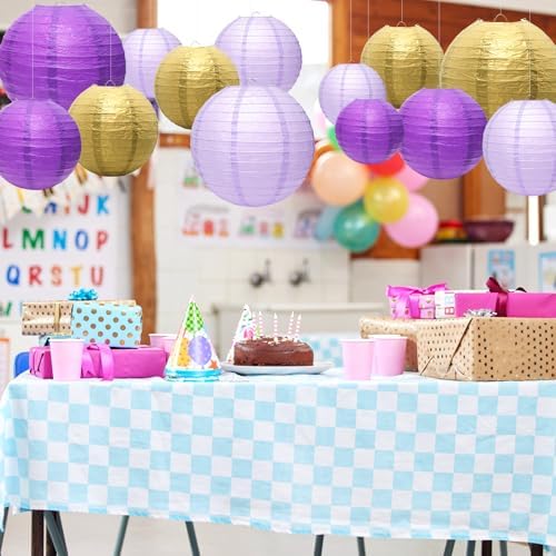 21Pcs Purple Paper Lanterns, 4-10in Hanging Decor, Bachelorette Wedding